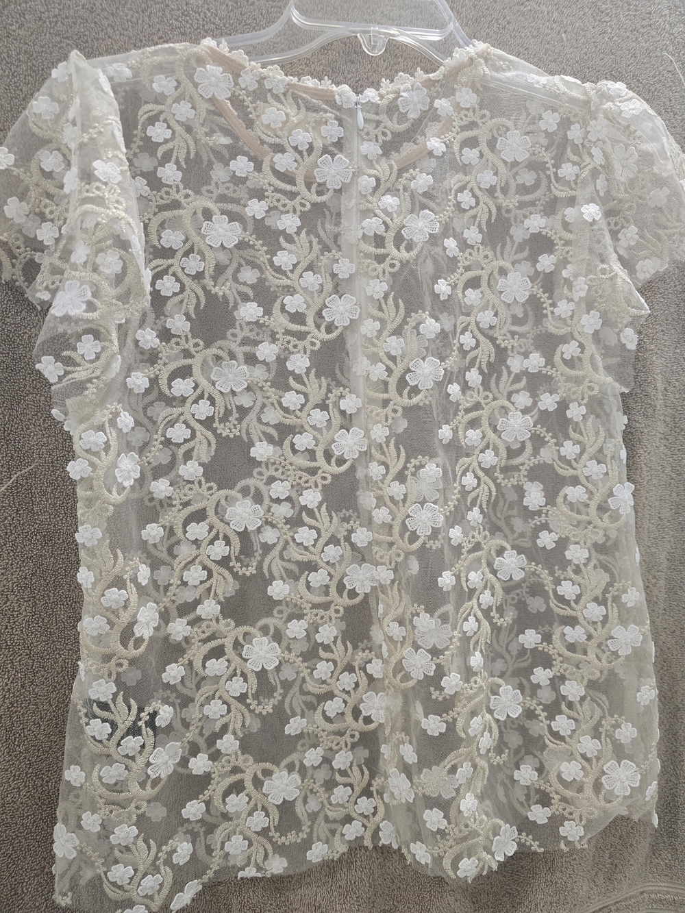 Altar'd State Cream Floral Lace Short Sleeve Blouse, Gold Embroidery 2-pieces. S